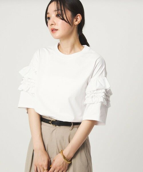 green label relaxing / グリーンレーベル リラクシング カットソー | 【WEB限定】＜at ease＞袖フリル  ショートスリーブ カットソー | 詳細1