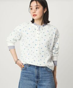 green label relaxing / グリーンレーベル リラクシング カットソー | 【WEB限定】＜at ease＞ワッフル ヘンリーネック  フラワープリント 5分袖 カットソー