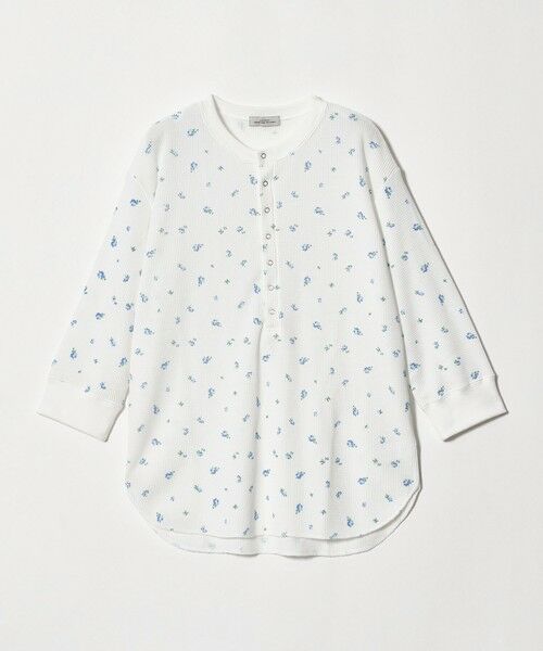 green label relaxing / グリーンレーベル リラクシング カットソー | 【WEB限定】＜at ease＞ワッフル ヘンリーネック  フラワープリント 5分袖 カットソー | 詳細11