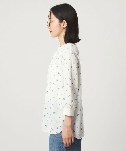 green label relaxing / グリーンレーベル リラクシング カットソー | 【WEB限定】＜at ease＞ワッフル ヘンリーネック  フラワープリント 5分袖 カットソー | 詳細5