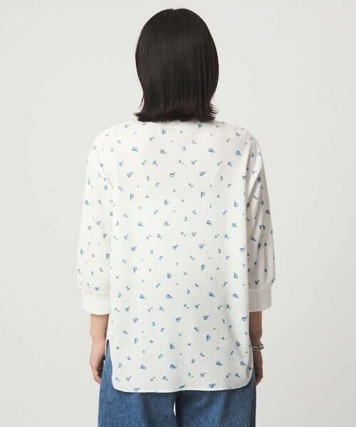 green label relaxing / グリーンレーベル リラクシング カットソー | 【WEB限定】＜at ease＞ワッフル ヘンリーネック  フラワープリント 5分袖 カットソー | 詳細6