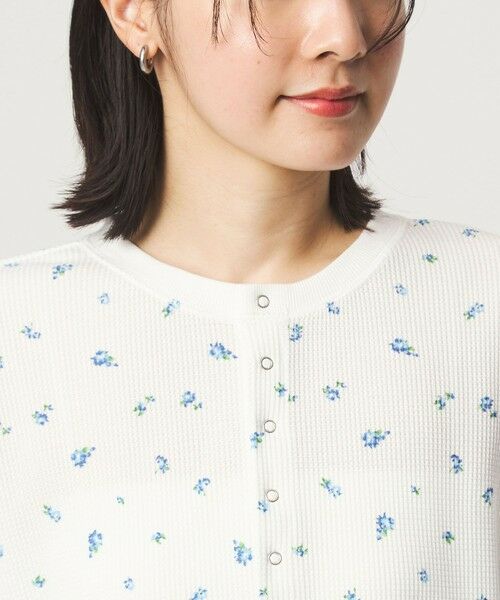 green label relaxing / グリーンレーベル リラクシング カットソー | 【WEB限定】＜at ease＞ワッフル ヘンリーネック  フラワープリント 5分袖 カットソー | 詳細7