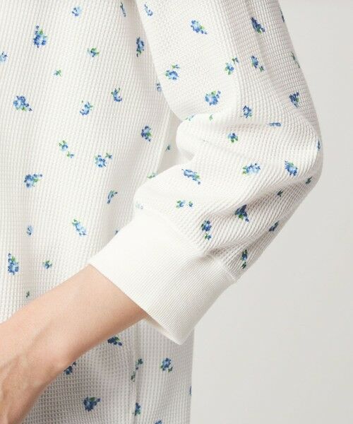 green label relaxing / グリーンレーベル リラクシング カットソー | 【WEB限定】＜at ease＞ワッフル ヘンリーネック  フラワープリント 5分袖 カットソー | 詳細8