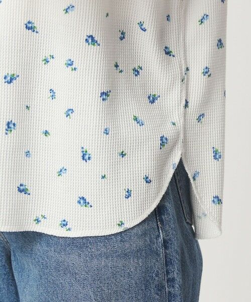 green label relaxing / グリーンレーベル リラクシング カットソー | 【WEB限定】＜at ease＞ワッフル ヘンリーネック  フラワープリント 5分袖 カットソー | 詳細9