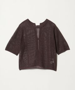green label relaxing / グリーンレーベル リラクシング ニット・セーター | メッシュ クルーネック リボン ショートスリーブ ニット