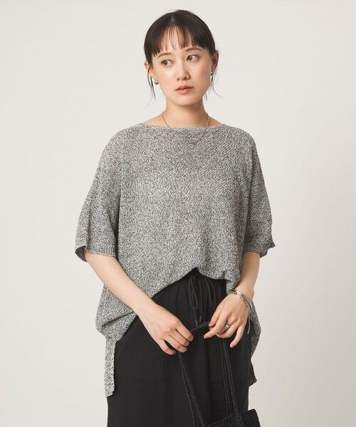 green label relaxing / グリーンレーベル リラクシング ニット・セーター | メランジ ペーパーヤーン プルオーバー（NAVY）
