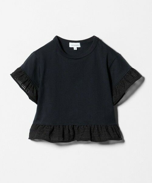 green label relaxing / グリーンレーベル リラクシング カットソー | チェック フリル Tシャツ / キッズ 100cm-130cm(BLACK)