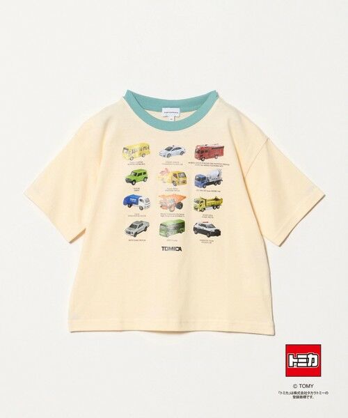 green label relaxing / グリーンレーベル リラクシング カットソー | 【別注】＜TOMICA＞リンガー Tシャツ / キッズ 100cm-130cm（OFF WHITE）