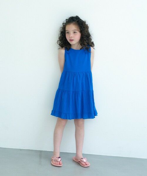 green label relaxing / グリーンレーベル リラクシング ロング・マキシ丈ワンピース | ティアード スカート ワンピース / キッズ 100cm-130cm(COBALT)