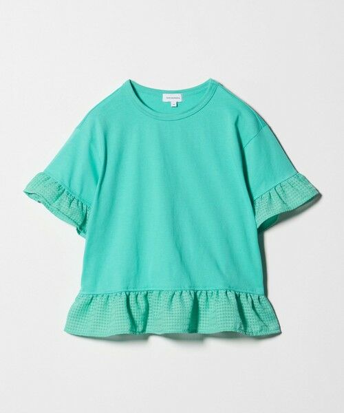 green label relaxing / グリーンレーベル リラクシング カットソー | チェック フリル Tシャツ / キッズ 140cm-160cm(LIME)