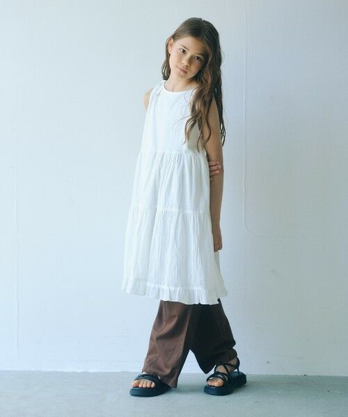 green label relaxing / グリーンレーベル リラクシング ロング・マキシ丈ワンピース | ティアード スカート ワンピース / キッズ 140cm-160cm(OFF WHITE)