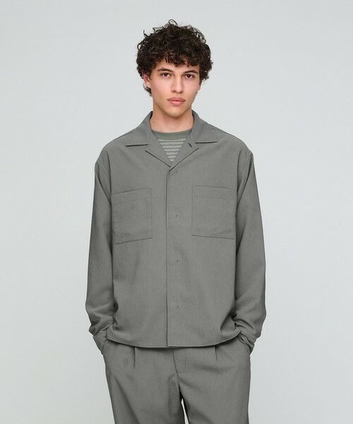 green label relaxing / グリーンレーベル リラクシング シャツ・ブラウス | SHIELDRY フライフロント 長袖 オープンカラー シャツ -伸縮性・UVカット・遮熱- | 詳細1