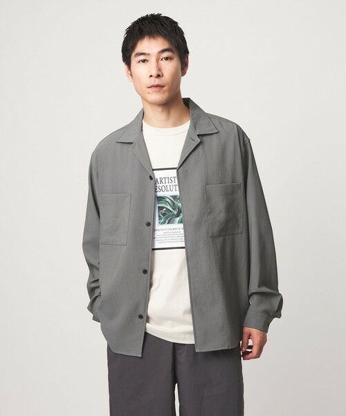 green label relaxing / グリーンレーベル リラクシング シャツ・ブラウス | SHIELDRY フライフロント 長袖 オープンカラー シャツ -伸縮性・UVカット・遮熱- | 詳細6