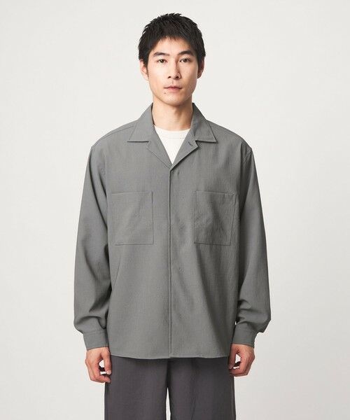 green label relaxing / グリーンレーベル リラクシング シャツ・ブラウス | SHIELDRY フライフロント 長袖 オープンカラー シャツ -伸縮性・UVカット・遮熱- | 詳細7