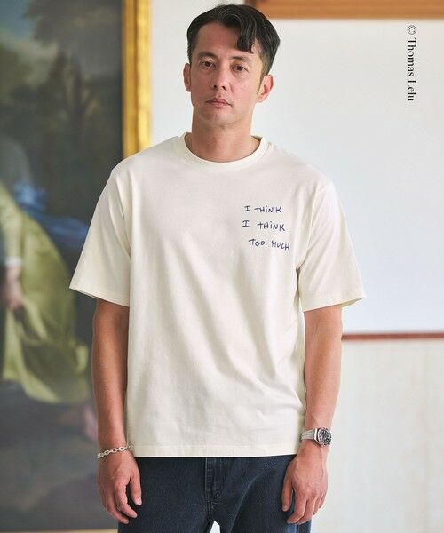 green label relaxing / グリーンレーベル リラクシング Tシャツ | 【別注】＜Thomas Lelu＞サインアート 半袖 Tシャツ カットソー（OFF WHITE）