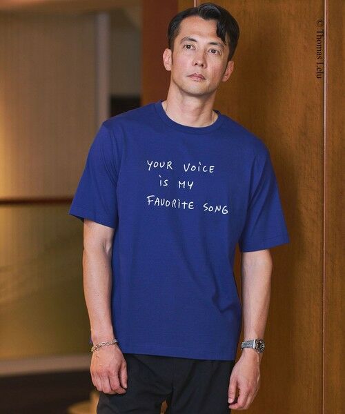 green label relaxing / グリーンレーベル リラクシング Tシャツ | 【別注】＜Thomas Lelu＞サインアート 半袖 Tシャツ カットソー（ROYAL）