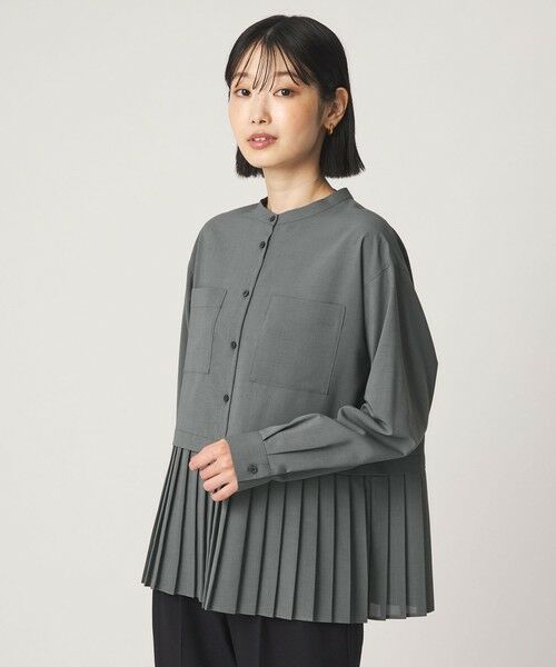 green label relaxing / グリーンレーベル リラクシング シャツ・ブラウス | ［size SHORTあり］スソ プリーツ シャツ マシンウォッシャブル 吸水速乾（KELLY）
