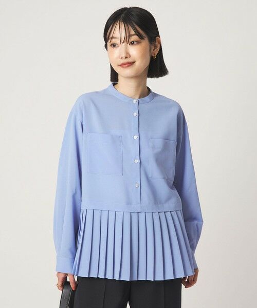 green label relaxing / グリーンレーベル リラクシング シャツ・ブラウス | ［size SHORTあり］スソ プリーツ シャツ マシンウォッシャブル 吸水速乾（LT.BLUE）