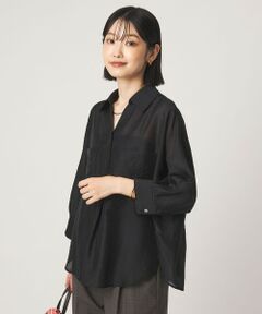 green label relaxing / グリーンレーベル リラクシング シャツ・ブラウス | エアリーシアー スキッパー ポケット シャツ 接触冷感
