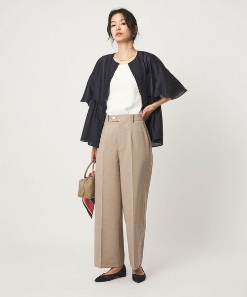 green label relaxing / グリーンレーベル リラクシング スラックス・ドレスパンツ | リネンライク ストレート パンツ 2 マシンウォッシャブル 接触冷感 | 詳細10