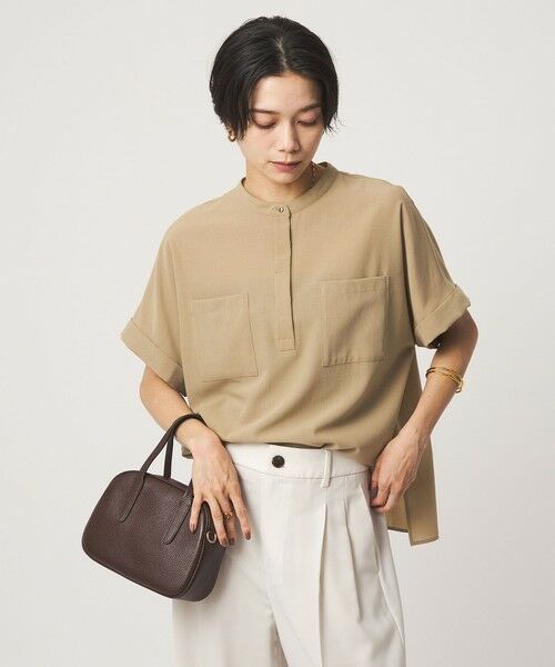 green label relaxing / グリーンレーベル リラクシング シャツ・ブラウス | ボイル ポケット ショートスリーブ シャツ マシンウォッシャブル 吸水速乾 通気性（BEIGE）
