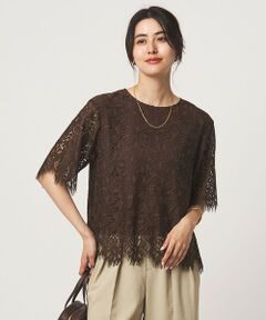 green label relaxing / グリーンレーベル リラクシング シャツ・ブラウス | レース 5分袖 ブラウス