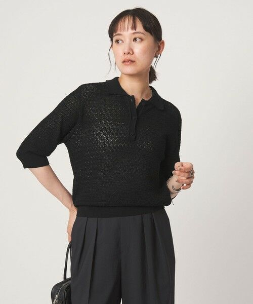 green label relaxing / グリーンレーベル リラクシング ニット・セーター | エリツキ ショートスリーブ ニット(BLACK)