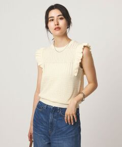 green label relaxing / グリーンレーベル リラクシング ニット・セーター | フリル ノースリーブ ニット