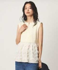 green label relaxing / グリーンレーベル リラクシング ニット・セーター | チュール コンビ フレンチスリーブ ニット