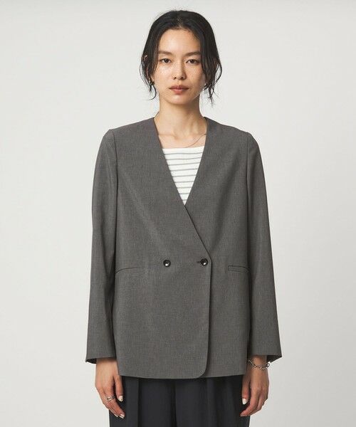 green label relaxing / グリーンレーベル リラクシング ノーカラージャケット | ［size SHORT/TALLあり］トリアセ ノーラペル ジャケット | 詳細18