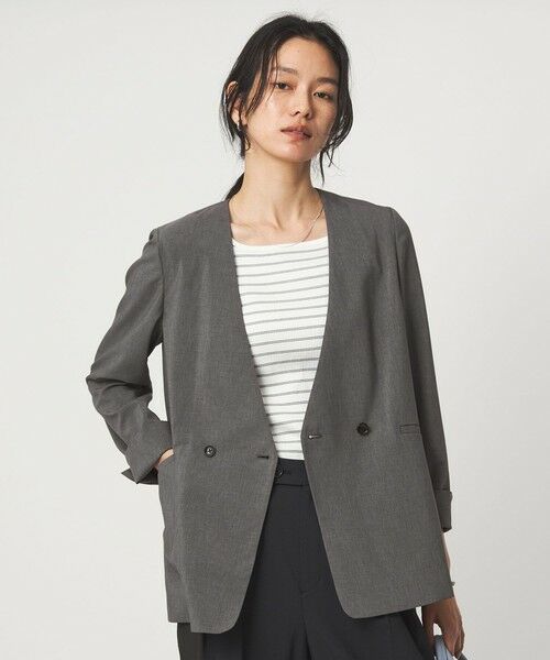 green label relaxing / グリーンレーベル リラクシング ノーカラージャケット | ［size SHORT/TALLあり］トリアセ ノーラペル ジャケット | 詳細14