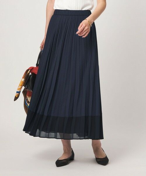 green label relaxing / グリーンレーベル リラクシング ロング・マキシ丈スカート | ［size SHORTあり］キリカエ プリーツ スカート（NAVY）