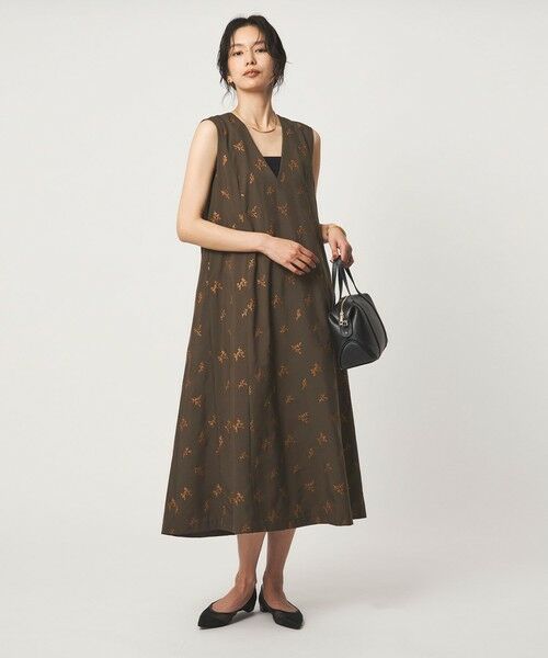 green label relaxing / グリーンレーベル リラクシング ロング・マキシ丈ワンピース | ［size SHORTあり］ラメ エンブロイダリー ジャンパースカート | 詳細14