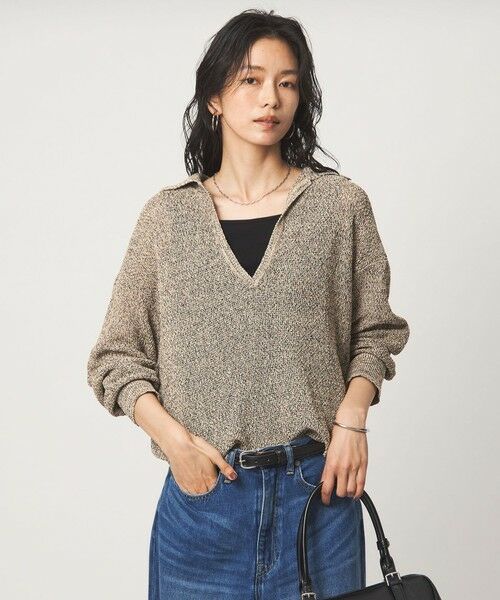 green label relaxing / グリーンレーベル リラクシング ニット・セーター | メランジ スキッパー ニット（BEIGE）
