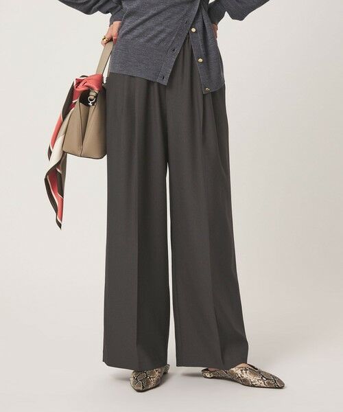 green label relaxing / グリーンレーベル リラクシング その他パンツ | ニーハイワイドパンツ マシンウォッシャブル ストレッチ 帯電防止（DK.GRAY）