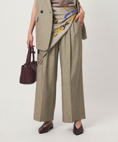 green label relaxing / グリーンレーベル リラクシング その他パンツ | ニーハイワイドパンツ マシンウォッシャブル ストレッチ 帯電防止（BEIGE）