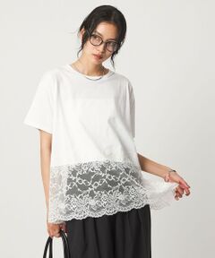 【WEB限定】＜at ease＞イレヘム レース ドッキング ショートスリーブ カットソー