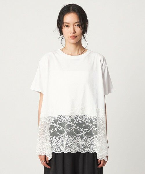 green label relaxing / グリーンレーベル リラクシング カットソー | 【WEB限定】＜at ease＞イレヘム レース ドッキング ショートスリーブ カットソー | 詳細7