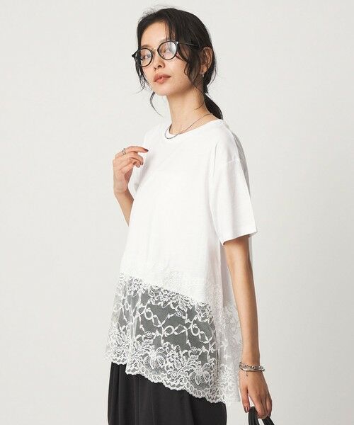green label relaxing / グリーンレーベル リラクシング カットソー | 【WEB限定】＜at ease＞イレヘム レース ドッキング ショートスリーブ カットソー | 詳細3