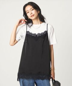 green label relaxing / グリーンレーベル リラクシング カットソー | 【WEB限定】＜at ease＞レースキャミ × Tシャツ セット