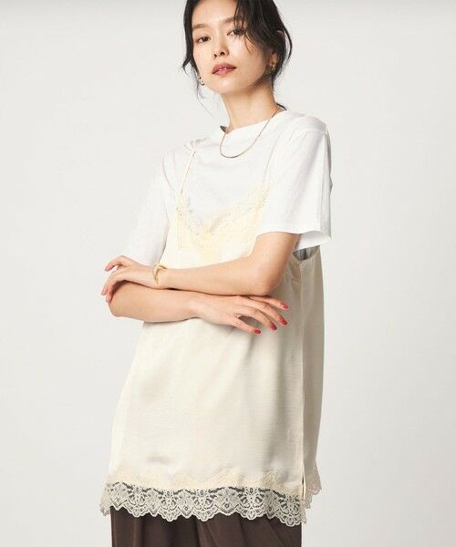 green label relaxing / グリーンレーベル リラクシング カットソー | 【WEB限定】＜at ease＞レースキャミ × Tシャツ セット | 詳細1