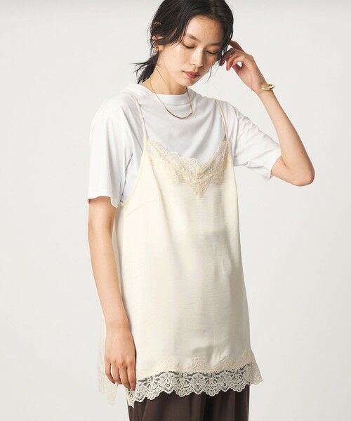 green label relaxing / グリーンレーベル リラクシング カットソー | 【WEB限定】＜at ease＞レースキャミ × Tシャツ セット（WHITE）