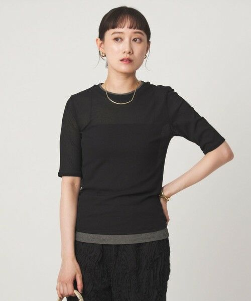 green label relaxing / グリーンレーベル リラクシング Tシャツ | シアー メランジ Tシャツ（BLACK）