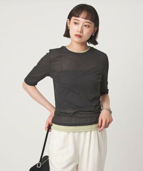 green label relaxing / グリーンレーベル リラクシング Tシャツ | シアー メランジ Tシャツ（MD.GRAY）