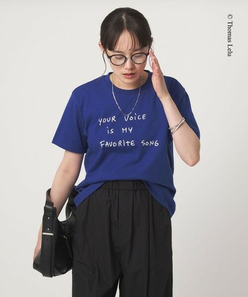 green label relaxing / グリーンレーベル リラクシング Tシャツ | 【別注】＜Thomas Lelu＞サインアート 半袖 Tシャツ カットソー（ROYAL）