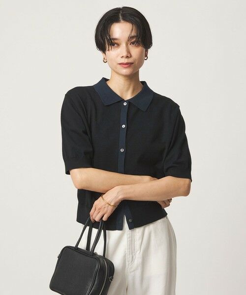 green label relaxing / グリーンレーベル リラクシング ニット・セーター | ハイショク ポロニット(BLACK)