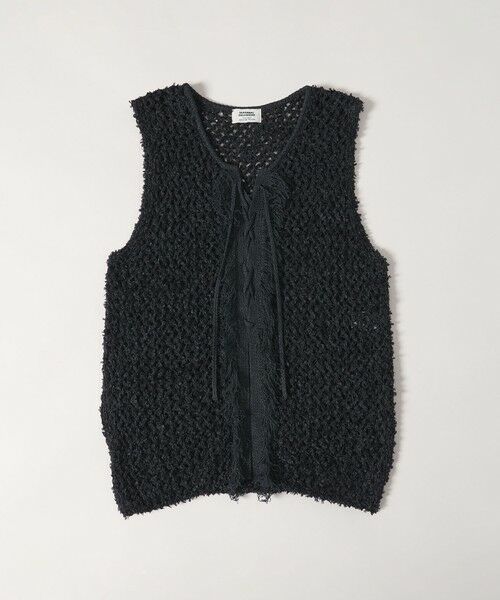 green label relaxing / グリーンレーベル リラクシング ニット・セーター | ＜SEASONAL COLLECTION＞フリンジ ニット ジレ（BLACK）