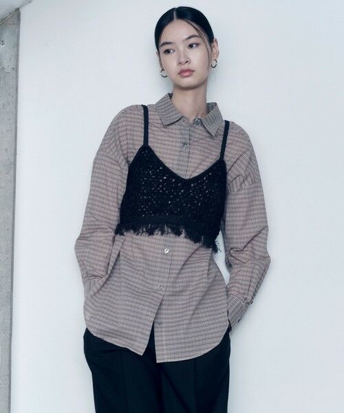 green label relaxing / グリーンレーベル リラクシング ベスト | ＜SEASONAL COLLECTION＞フリンジ ニット キャミソール（BLACK）