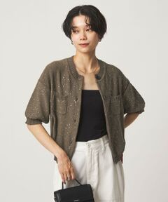 green label relaxing / グリーンレーベル リラクシング カーディガン・ボレロ | ハーフスリーブ スパンコール ニット カーディガン
