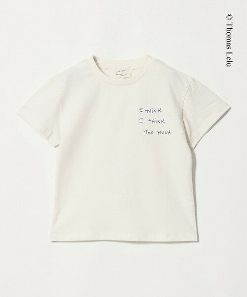 green label relaxing / グリーンレーベル リラクシング カットソー | 【別注】＜Thomas Lelu＞サインアート 半袖 Tシャツ カットソー / キッズ 120cm-140cm（OFF WHITE）